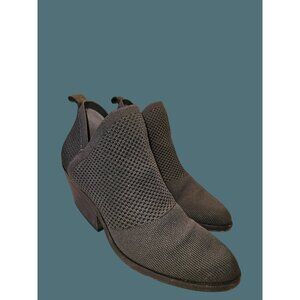 Eileen Fisher Graphite Stretch Knit Stack Heel Bootie Women Size 8.5 Minimalist